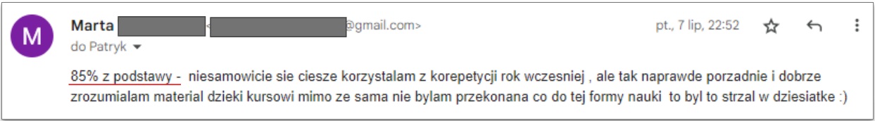 Opinia kursanta - matura podstawowa